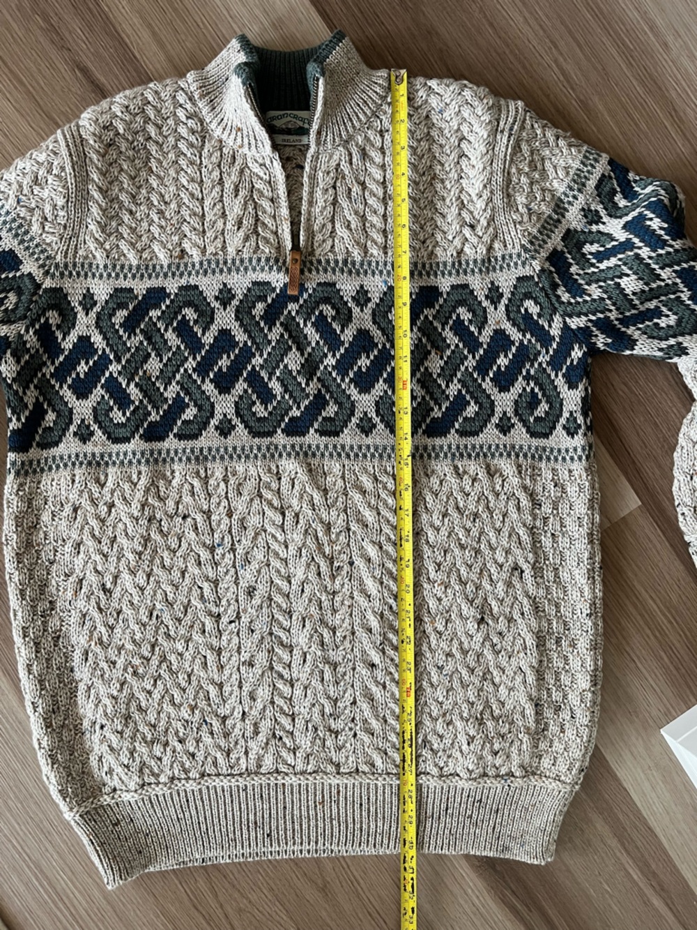 Aran Crafts Ireland Wool Sweater XL Fisherman Cable Knit Nordic zip Pullover - Picture 7 of 9